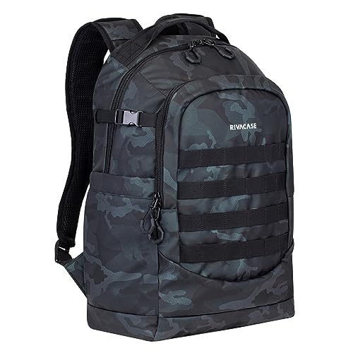 Rivacase Rucksack 28L für Laptop bis 15,6 Zoll – wasserdichter Rucksack – Schulrucksack für Teenager – Schulranzen für Jungen und Mädchen – Reiserucksack für Sport und Arbeit (navy camo) von Rivacase