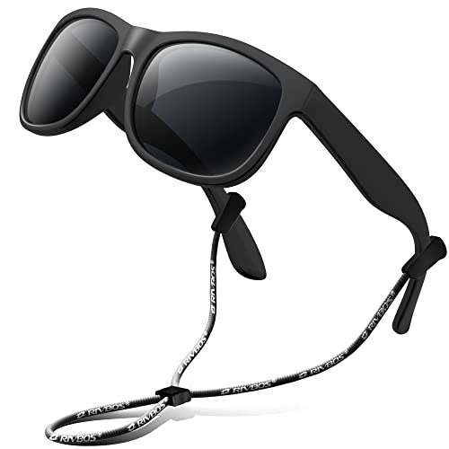 RIVBOS Gummi Sonnenbrille kinder Polarisierter UV400 Schutz Flexiblem Brille mit Riemen Jungen Mädchen Baby und Kinder Alter 3-10 RBK023 von RIVBOS