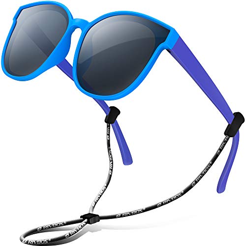 RIVBOS Gummi Sonnenbrille kinder Polarisierter UV400 Schutz Flexiblem Brille mit Riemen Jungen Mädchen Baby und Kinder Alter 3-10 RBK002 von RIVBOS