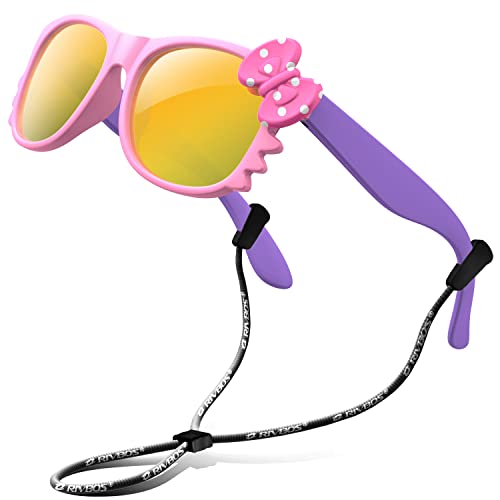 RIVBOS Gummi Sonnenbrille kinder Polarisierter UV400 Schutz Flexiblem Brille mit Riemen Jungen Mädchen Baby und Kinder Alter 3-10 RBK002-1 von RIVBOS
