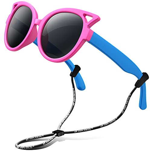 RIVBOS Gummi Sonnenbrille kinder Polarisierter UV400 Schutz Flexiblem Brille mit Riemen Jungen Mädchen Baby und Kinder Alter 3-10 RBK002 von RIVBOS