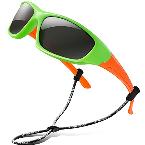 RIVBOS Kinder polarisierte Sonnenbrille mit Riemen Brillengläser Schattierungen für Jungen Mädchen und Kinder RBK004 von RIVBOS