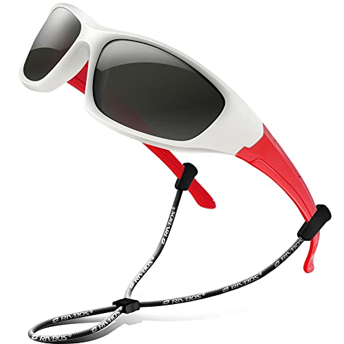 RIVBOS Kinder polarisierte Sonnenbrille mit Riemen Brillengläser Schattierungen für Jungen Mädchen und Kinder RBK004 von RIVBOS