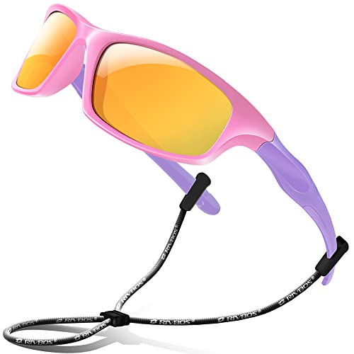 RIVBOS Kinder polarisierte Sonnenbrille mit Riemen Brillengläser Schattierungen für Jungen Mädchen und Kinder RBK004 von RIVBOS