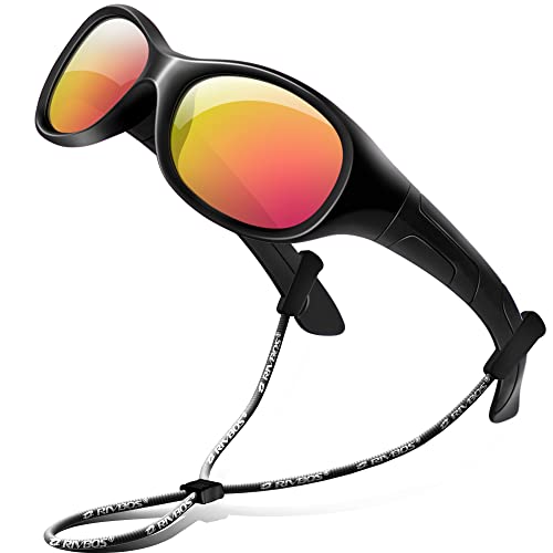 RIVBOS Kinder polarisierte Sonnenbrille mit Riemen Brillengläser Schattierungen für Jungen Mädchen und Kinder RBK004 von RIVBOS