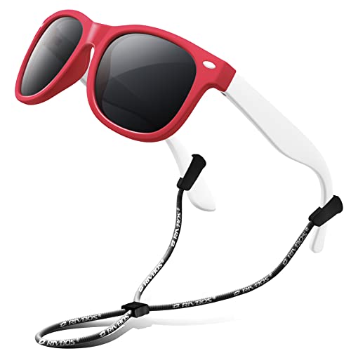 RIVBOS Kinder polarisierte Sonnenbrille mit Riemen Brillengläser Schattierungen für Jungen Mädchen und Kinder RBK004 von RIVBOS