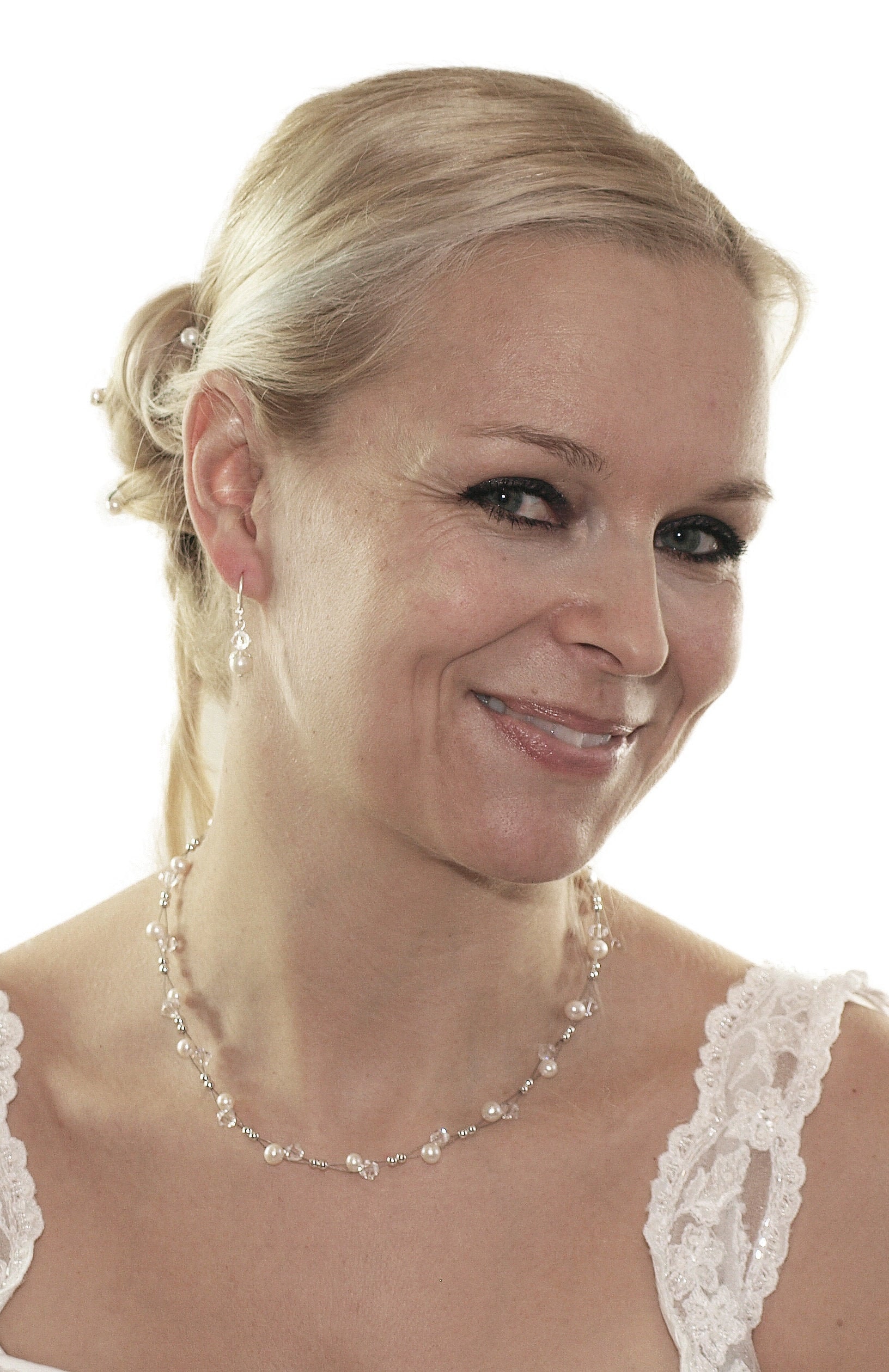 Süßwasserperlen Kette Creme, 925 Silber, Swarovski Steine, Collier Süßwasserperlen, Schmuck Hochzeit, Echte Perlenkette, Zuchtperlenkette von RIVELLEbridaljewelry