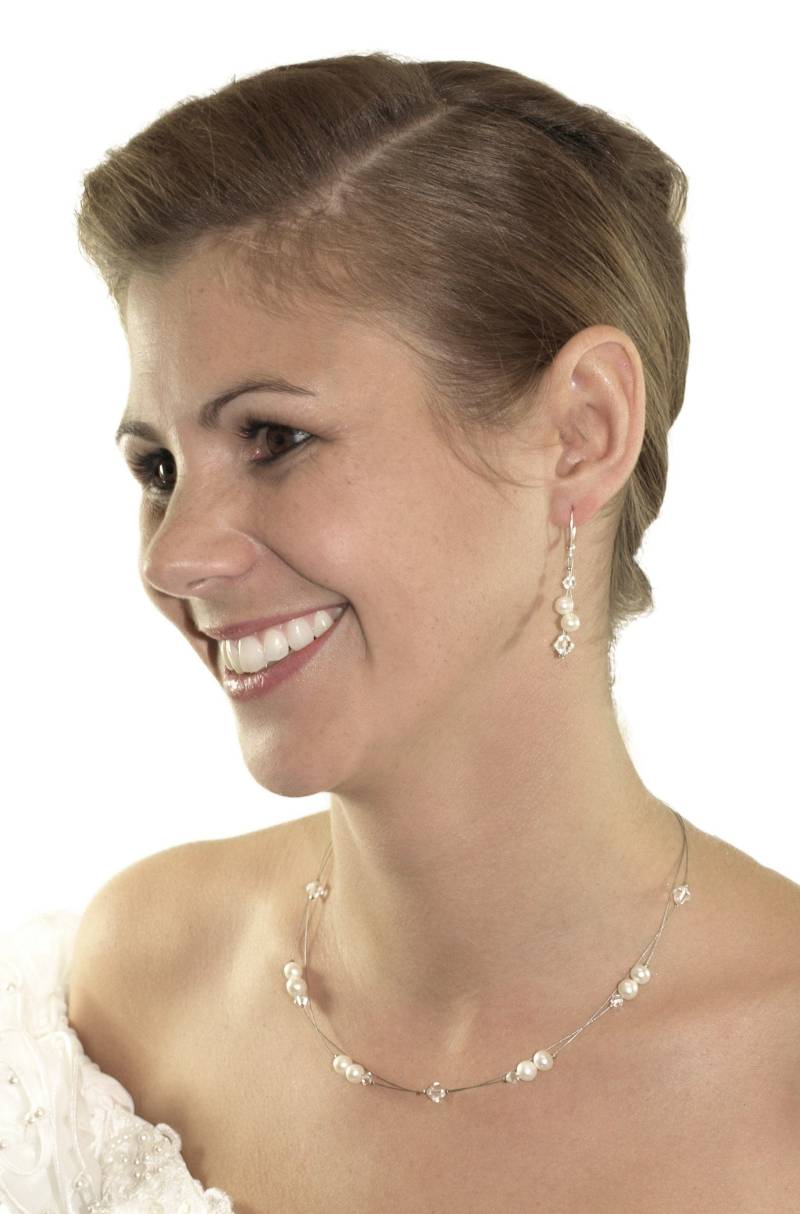 Süßwasserperlen Kette Creme, Echte Perlen, 925 Silber, Swarovski Strass, Süßwasserperlenkette, Hochzeit Brautschmuck, Zuchtperlenkette von RIVELLEbridaljewelry