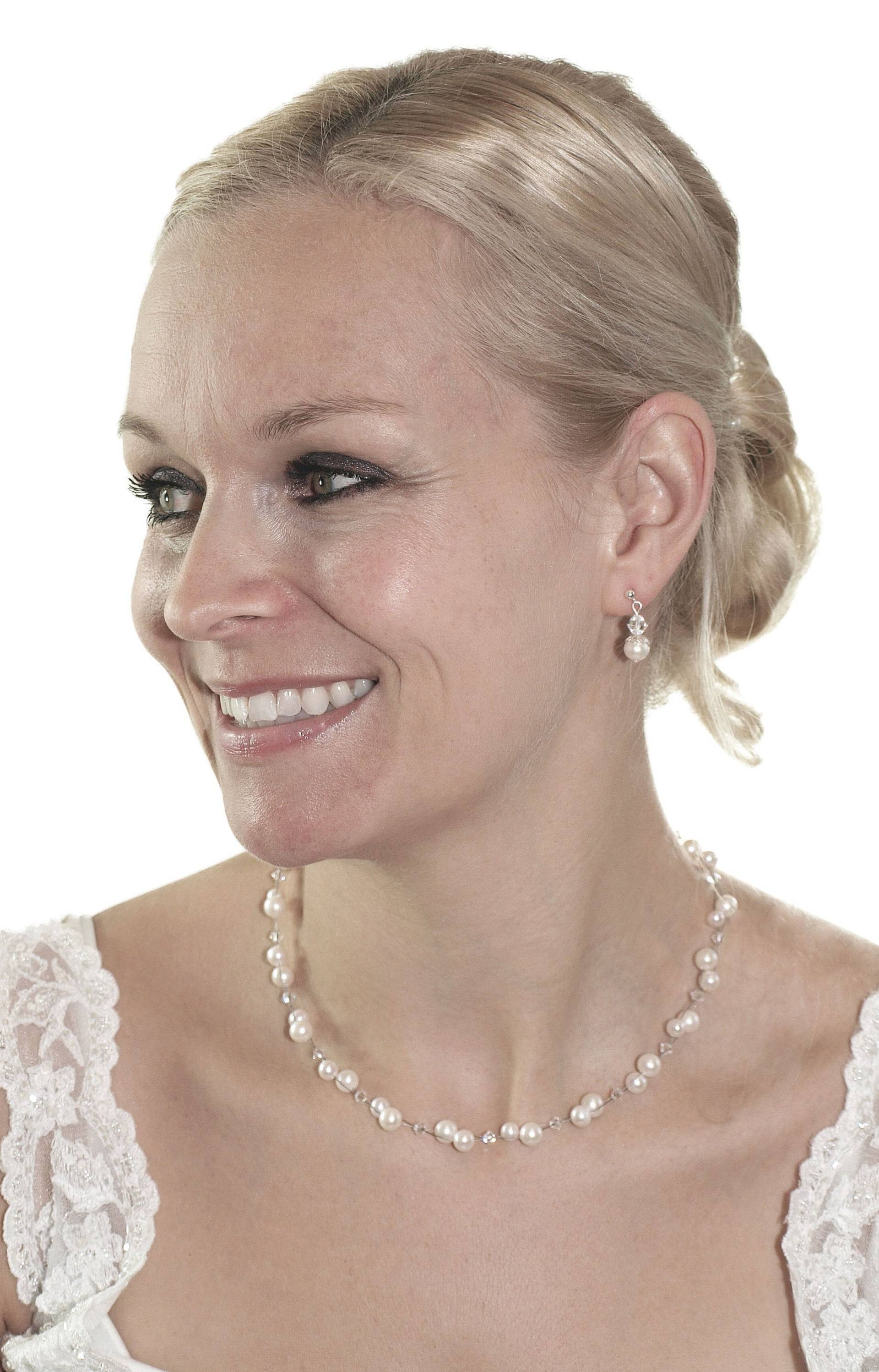 Süßwasserperlenkette, 925 Silber, Swarovski Steine, Echte Perlenkette, Halskette Mit Süßwasserperlen, Brautschmuck, Zuchtperlenkette von RIVELLEbridaljewelry