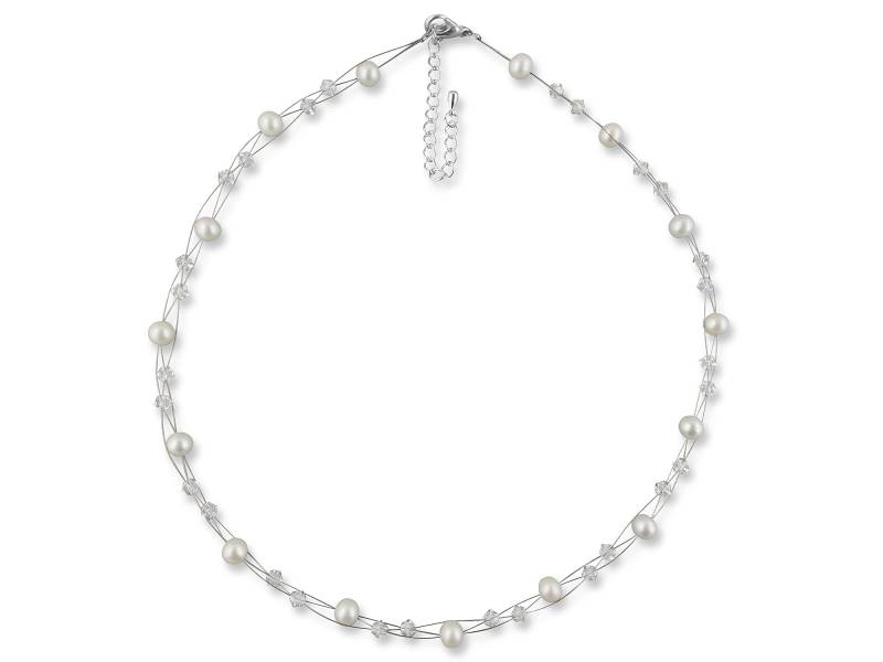 Süßwasserperlenkette, 925 Silber, Swarovski Strass, Kette Süßwasserperlen, Hochzeit Schmuck, Echte Perlenkette, Zuchtperlenkette, Collier von RIVELLEbridaljewelry