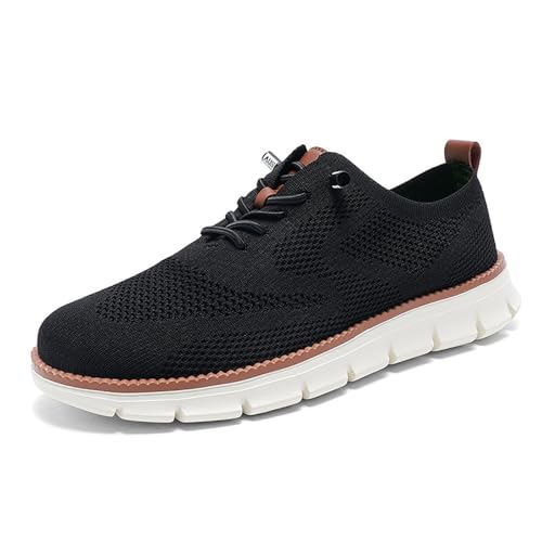 Atmungsaktive, bequeme Wanderschuhe for Herren mit breiter Zehenpartie, leichte Mesh-Freizeitschuhe for den täglichen Gebrauch(Schwarz,46 EU) von RIXANT