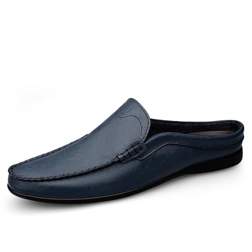Atmungsaktive Slip-On-Loafer for Herren aus echtem Leder, bequeme Fahrschuhe for die Freizeit(Blau,46 EU) von RIXANT