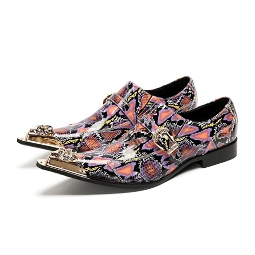 Formelle Herrenschuhe, spitze Zehenpartie, Slip-On-Business-Schuhe aus echtem Leder mit Schnallendetail for Partys und Büro(42 EU) von RIXANT