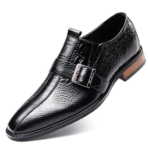 Formelle Herrenschuhe mit Monkstrap und quadratischer Zehenpartie, Slip-On-Abendschuhe for geschäftliche und Hochzeitsanlässe(Schwarz,40 EU) von RIXANT
