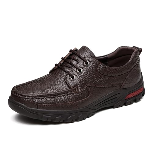 Herren Leder Slip-On Schuhe Formelle Business Freizeitkleidung Bequeme Outdoor-Wanderschuhe(Brown,41 EU) von RIXANT