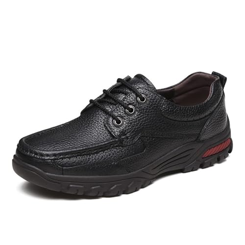 Herren Leder Slip-On Schuhe Formelle Business Freizeitkleidung Bequeme Outdoor-Wanderschuhe(Schwarz,45 EU) von RIXANT