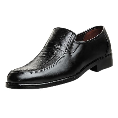 Herren-Loafer, Business-Kleiderschuhe, for Hineinschlüpfen, bequem, flach, weiche Sohle, lässige Lederschuhe for die Arbeit im Büro(Schwarz,42 EU) von RIXANT