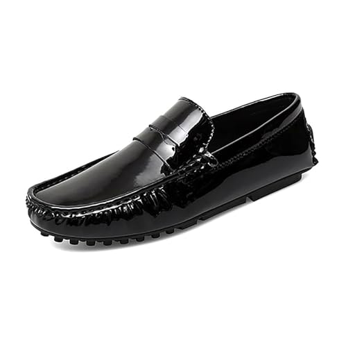 Herren-Loafer aus Leder, for Hineinschlüpfen, leicht, bequem, rutschfeste Sohle, lässige Business-Kleidung(Schwarz,38) von RIXANT