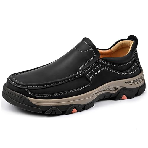 Herren-Loafer mit Fußgewölbeunterstützung, Slip-On-Loafer 2025, neue orthopädische Komfort-Freisprech-Freisprech-Leder-Freizeitschuhe(Schwarz,37 EU) von RIXANT