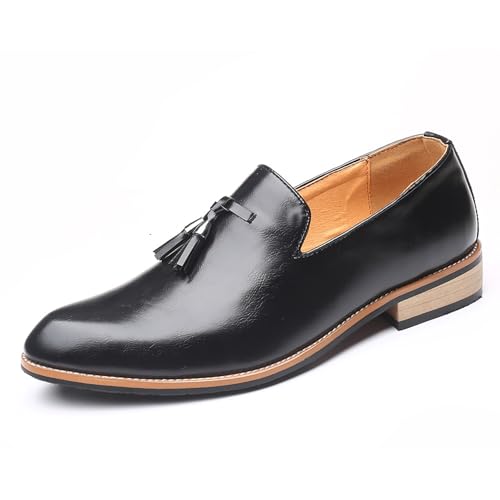 Herren-Loafer mit Quaste, elegante Schuhe, leicht, formelle Business-Slip-Ons for Hochzeiten und Büroanlässe(Schwarz,41 EU) von RIXANT