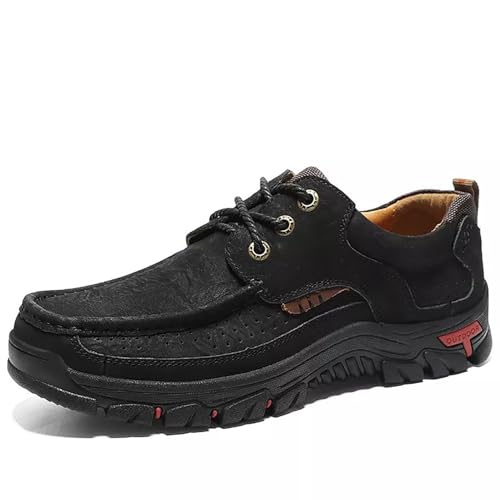 Herren Schnürschuhe Freizeitschuhe Bequeme Wanderschuhe Atmungsaktiv Leichte Outdoor-Schuhe(Schwarz,38) von RIXANT