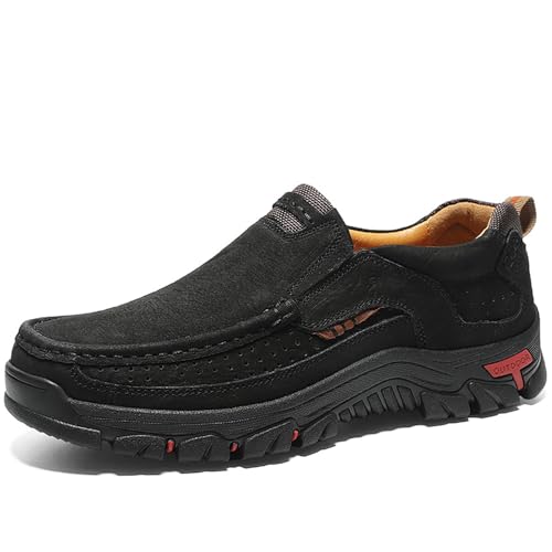 Herren Slip-On Loafers Lässige Komfort-Wanderschuhe Leichte, atmungsaktive Mokassins for den täglichen Gebrauch(Schwarz,40) von RIXANT
