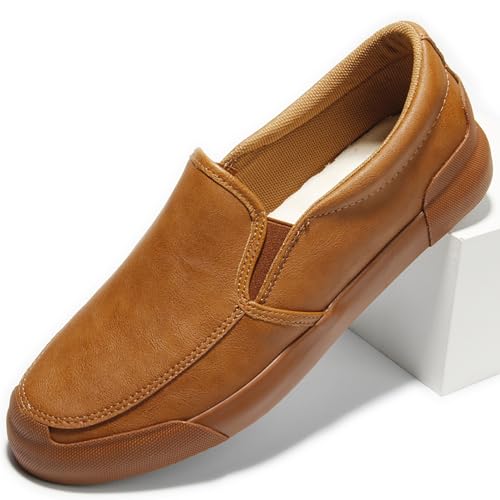 Herren-Smoking-Loafer, bequeme Freizeitschuhe, mit Kunstfellfutter, flexible, weiche Sohle, for Fahren und Gehen(Coffee,41 EU) von RIXANT