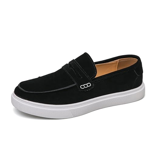 Klassische Mokassin-Loafer for Herren, Slip-On-Lederschuhe, traditionelles Design, bequeme Freizeitschuhe(Schwarz,41 EU) von RIXANT