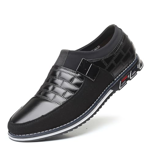 Klassische Oxford-Schuhe for Herren, formelle Business-Schuhe in Lederoptik, bequeme Slip-On-Schuhe fürs Büro(Schwarz,46 EU) von RIXANT