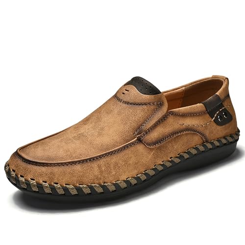 Leichte, bequeme Herren-Loafer, Slip-On-Wanderschuhe, breites Design for die Freizeit(Brown,40 EU) von RIXANT