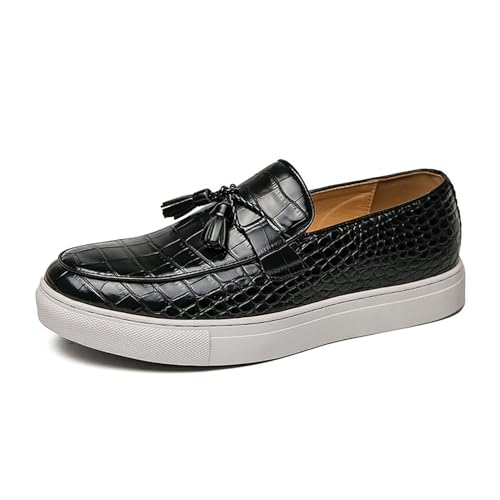 Modische Herren-Loafer, Slip-On-Lederschuhe, klassisches Design, bequeme Freizeitkleidung mit modernem Stil(Schwarz,42 EU) von RIXANT