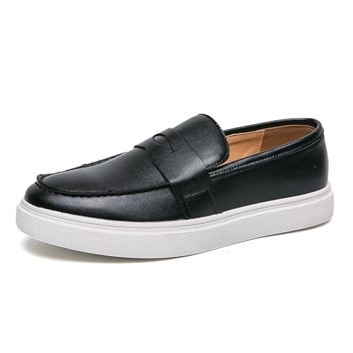 Vielseitige Leder-Loafer for Herren, Slip-On-Design, bequeme Schuhe for verschiedene Anlässe(Schwarz,40 EU) von RIXANT