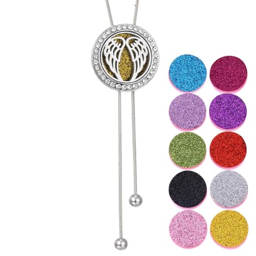 RIXERKOC Ätherisches Öl Diffusor Halskette für Damen, Aromatherapie Anhänger Halskette verstellbares Edelstahl Kette mit 10 Filz Pads, ätherisches Öl Schmuck Geschenk für Frauen Männer (D) von RIXERKOC
