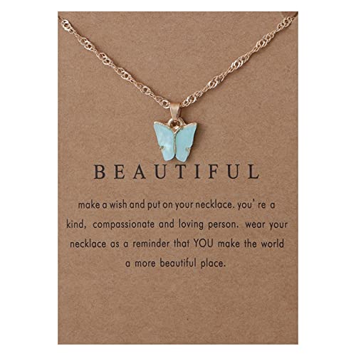 RIXERKOC Acryl Schmetterling Anhänger Halskette Verstellbare Schmetterling Kette für Frauen Mädchen Bunter Schmuck Geschenk für Geburtstag Valentinstag Muttertag von RIXERKOC