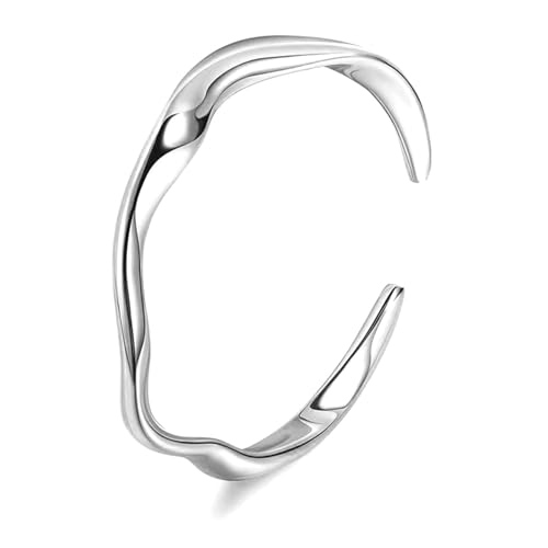 RIXERKOC Armreif Gold Damen Teardrop Manschette Armbänder für Frauen einstellbar 18K Gold plattiert klobige offene Manschette Armreif Armbänder (Silber) von RIXERKOC