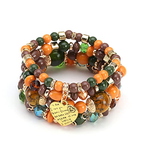 RIXERKOC Böhmische Stretchperlen-Armbänder für Frauen und Mädchen Kristall-Armbänder Herz Modeschmuck mit Perlen von RIXERKOC
