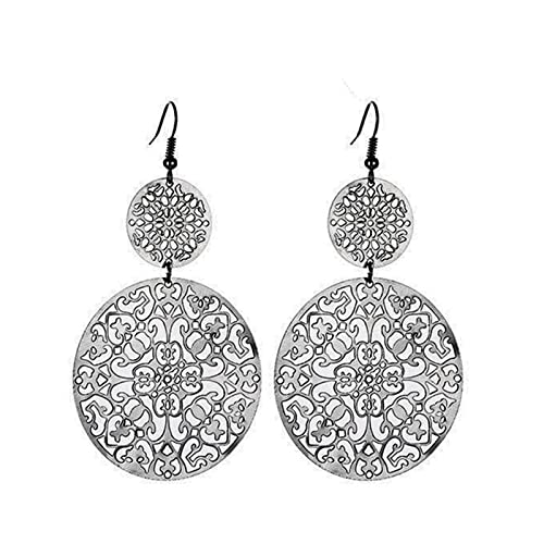 RIXERKOC Bohemian Ethnischen Stil Ohrringe - Vintage, Mode Hohl Baumeln für Mädchen und Frauen, Legierter Stahl (Schwarz) von RIXERKOC