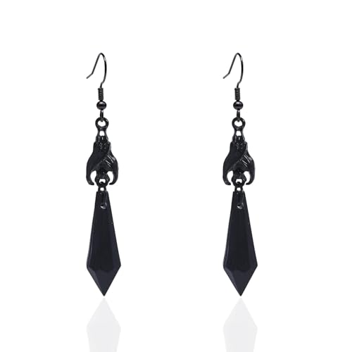 RIXERKOC Gothic Dunkel Fledermaus Ohrringe für Damen Rot Schwarz Kristall Vampirohrringe Punk Halloween Ohrringe Halloween Vampir Cosplay Kostüm Gruselige Party Schmuck Zubehör (Schwarz) von RIXERKOC