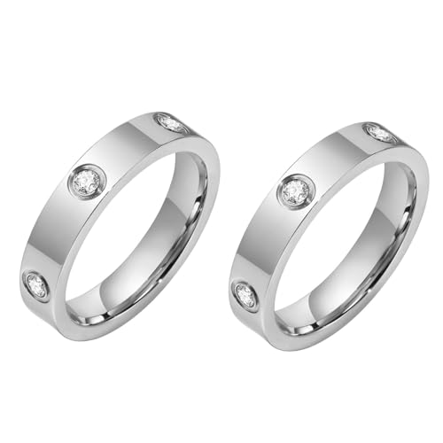 RIXERKOC Liebe Freundschaft Ringe Damen 18K Gold plattiert Edelstahl Versprechen Ring mit Stein Hochzeit Band Schmuck Muttertag Weihnachten Geburtstag Geschenke für Frauen Mädchen von RIXERKOC
