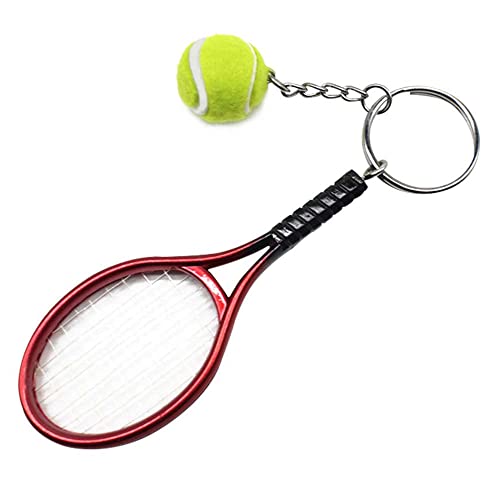 RIXERKOCb Mini Tennisschläger Schlüsselanhänger mit Schlüsselring, Neuheit und modische Legierung Tennisball Split Ring Schlüsselhalter für Sportliebhaber Team(Rot) von RIXERKOC