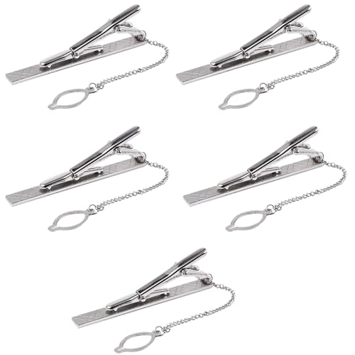 RIYAN 5X Silver Chrome Stahlmaenner Plain Hnoxydable Standard 2 Pin (6 Cm) Krawatte Bar Schliesse Pin von RIYAN