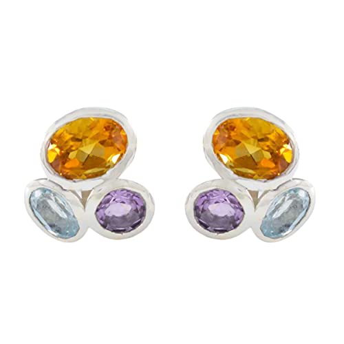 RIYO Antik 925 Sterling Silber Ohrring Multi Silber Ohrring Multi Ohrring Ovaler Ohrring Lünette Ohrring Multi Ohrring Designer Schmuck für Damen von RIYO