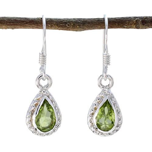 RIYO Antik 925 Sterling Silber Ohrring Peridot Silber Ohrring Grüner Ohrring Birnenohrring Lünette Fassung Ohrring Peridot Ohrring Antiker Schmuck für Frauen von RIYO