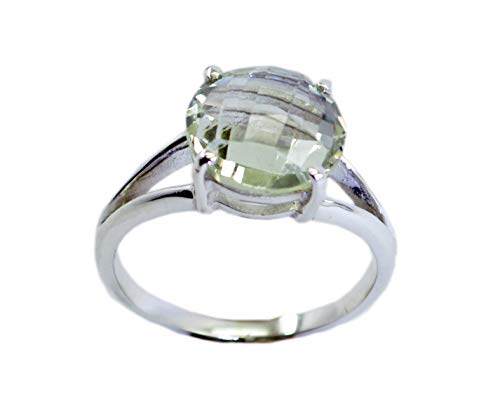 RIYO Edelstein 925er Sterling Silber ansprechender echter grüner Ring, grüner Amethyst grüner Steinsilberring von RIYO
