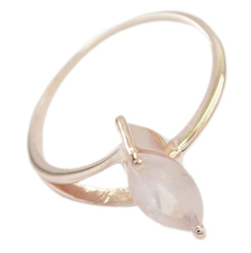 RIYO Glänzender Rosenquarz 925 Sterling Silber Roségold rosa Ring Jaipur 54 von RIYO