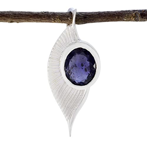RIYO In Menge 925 Sterling Silber Anhänger Iolith Silber Anhänger Blauer Anhänger Ovaler Anhänger Lünette Fassung Anhänger Iolith Anhänger Modeschmuck für Mädchen von RIYO