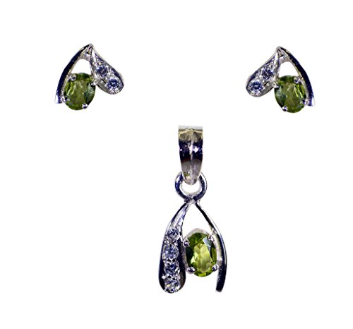RIYO Peridot cz reinen Silberschmuck Anhänger Ohrringsatz l 0.7in spsper-58011 RIYO Peridot cz reinen Silberschmuck Anhänger Ohrringsatz l 0.7in spsper-58011 von RIYO