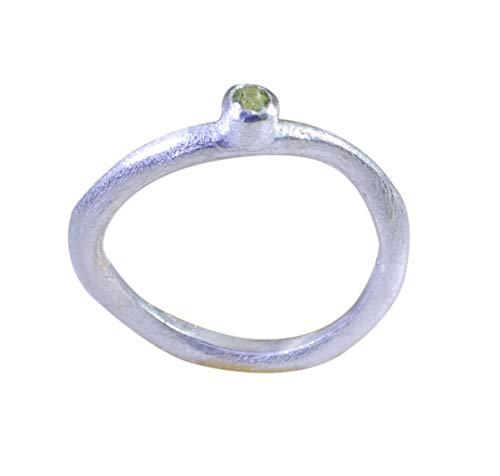 RIYO Schmuck 925 massiver Sterling Silber angemessener natürlicher grüner Ring, grüner Peridot-Edelstein-Silberring von RIYO