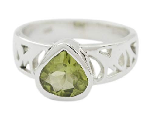 RIYO gewöhnlicher 925er Sterlingsilber feiner natürlicher Peridot-Ring Geschenk de von RIYO