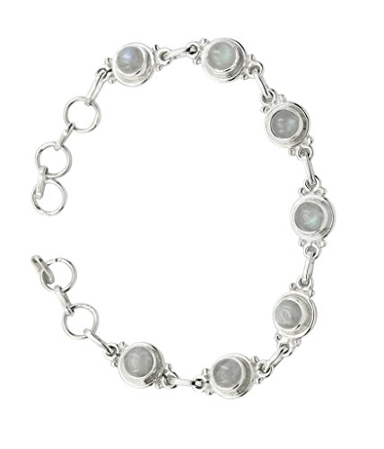 RIYO glänzenden Regenbogen Mondstein 925 Sterling Silber weiß Armband Exporteur l-7.5 Geschenk von RIYO
